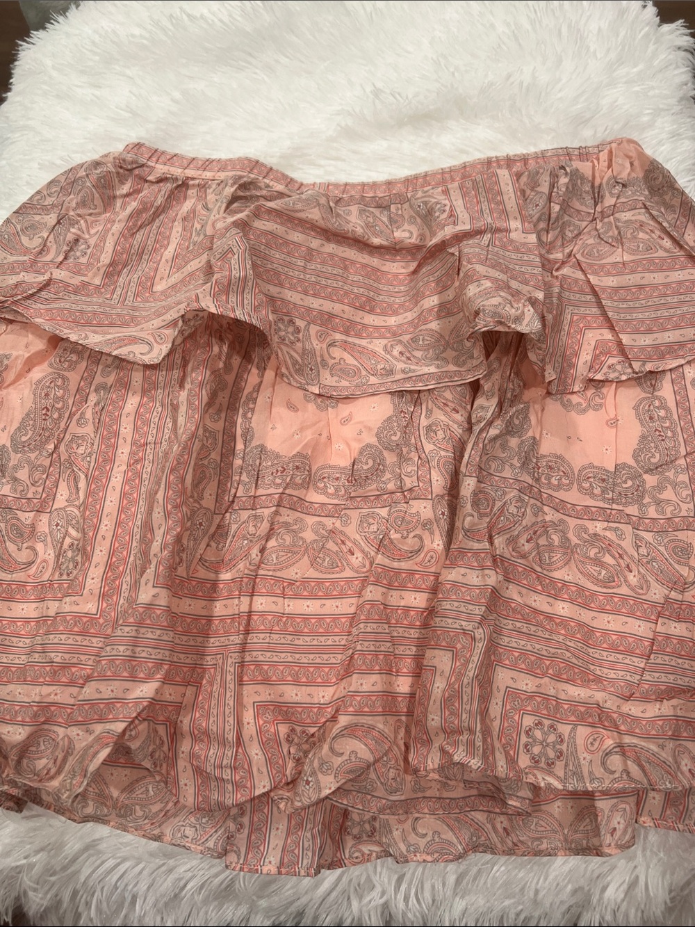 Universal Thread Peach Paisley Ruffled Skater Skirt